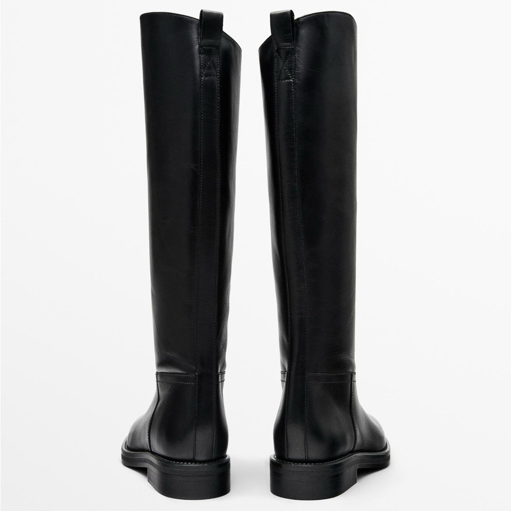 Massimo Dutti Black Leather Riding Boots with Removable Gold Detail Size 42 - Picture 4 of 5